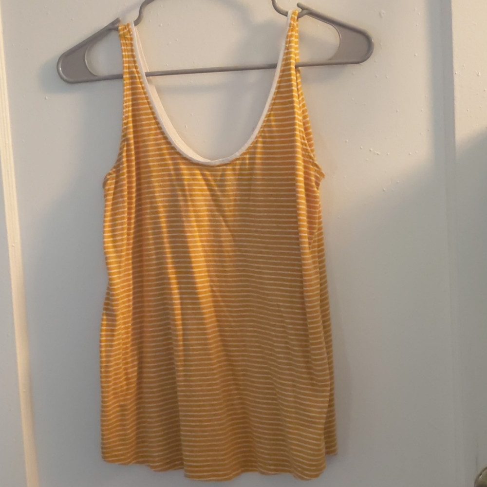 Yellow and White striped tank top